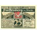 Банкнота 25 пфеннигов 1921 года Германия — Фюрстенберг (Нотгельд) (Артикул: K10-12607) — Фото №1