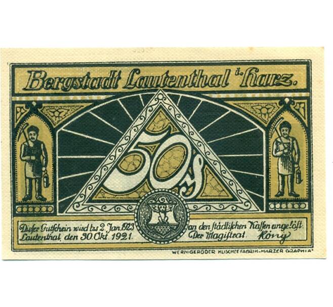 Банкнота 50 пфеннигов 1921 года Германия — Лаутенталь (Нотгельд) (Артикул: K10-12610) — Фото №1