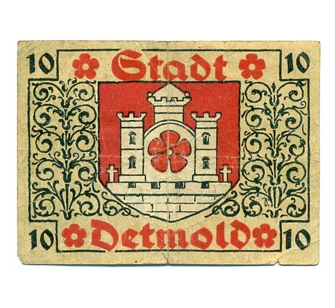 Банкнота 10 пфеннигов 1920 года Германия — Детмольд (Нотгельд) (Артикул: K10-12616) — Фото №2