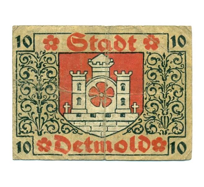 Банкнота 10 пфеннигов 1920 года Германия — Детмольд (Нотгельд) (Артикул: K10-12617) — Фото №2