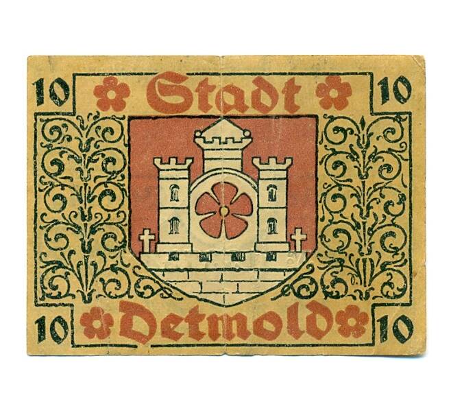 Банкнота 10 пфеннигов 1920 года Германия — Детмольд (Нотгельд) (Артикул: K10-12618) — Фото №2