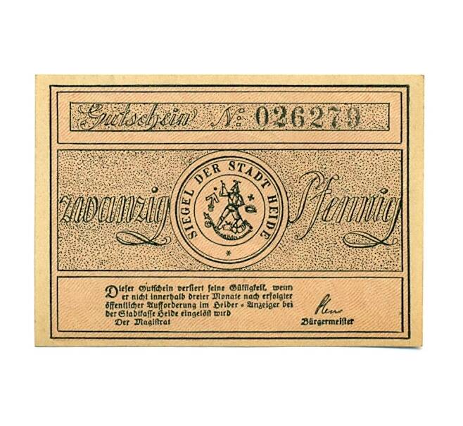 Банкнота 20 пфеннигов 1921 года Германия — Хайде (Нотгельд) (Артикул: K10-12632) — Фото №2