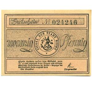 20 пфеннигов 1921 года Германия — Хайде (Нотгельд) — Фото №2