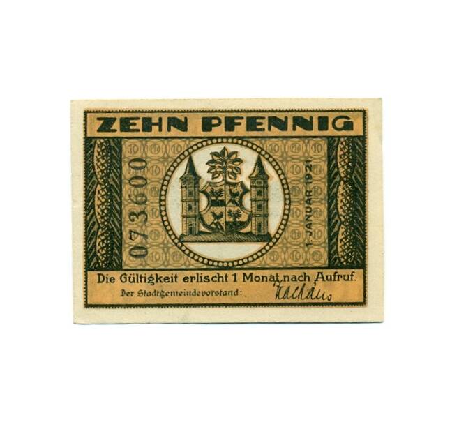 Банкнота 10 пфеннигов 1921 года Германия — Ильменау (Нотгельд) (Артикул: K10-12642) — Фото №2