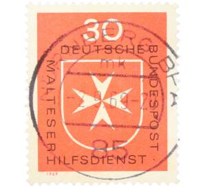 Почтовая марка 30 пфеннигов 1969 года Западная Германия (ФРГ) «Мальтийская служба помощи» — Фото №1