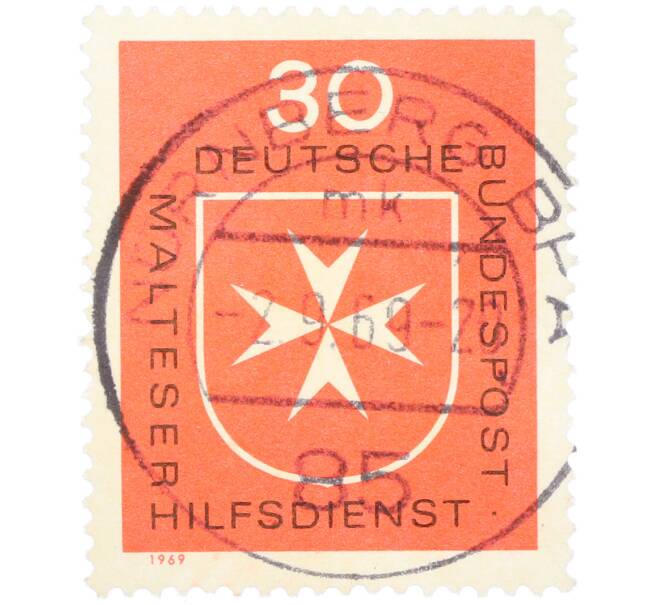 Почтовая марка 30 пфеннигов 1969 года Западная Германия (ФРГ) «Мальтийская служба помощи» (Артикул: T11-36414) — Фото №1