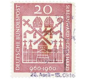 Почтовая марка 20 пфеннигов 1960 года Западная Германия (ФРГ) «1000-летие епископов Бернварду и Годехарду» — Фото №1