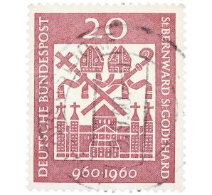 Почтовая марка 20 пфеннигов 1960 года Западная Германия (ФРГ) «1000-летие епископов Бернварду и Годехарду» — Фото №1