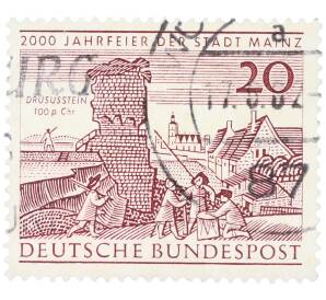 Почтовая марка 20 пфеннигов 1962 года Западная Германия (ФРГ) «2000-летие города Майнца» — Фото №1