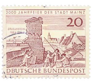 Почтовая марка 20 пфеннигов 1962 года Западная Германия (ФРГ) «2000-летие города Майнца» — Фото №1