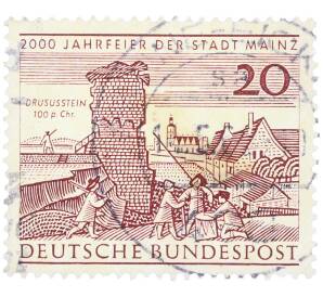 Почтовая марка 20 пфеннигов 1962 года Западная Германия (ФРГ) «2000-летие города Майнца» — Фото №1