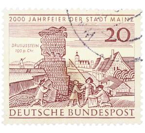 Почтовая марка 20 пфеннигов 1962 года Западная Германия (ФРГ) «2000-летие города Майнца» — Фото №1