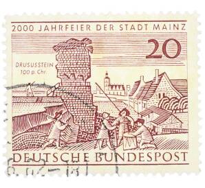 Почтовая марка 20 пфеннигов 1962 года Западная Германия (ФРГ) «2000-летие города Майнца» — Фото №1