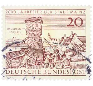 Почтовая марка 20 пфеннигов 1962 года Западная Германия (ФРГ) «2000-летие города Майнца» — Фото №1
