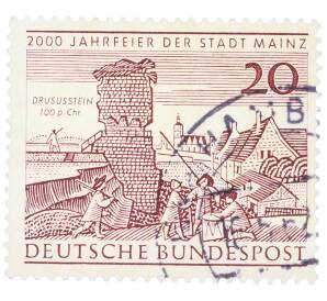 Почтовая марка 20 пфеннигов 1962 года Западная Германия (ФРГ) «2000-летие города Майнца» — Фото №1