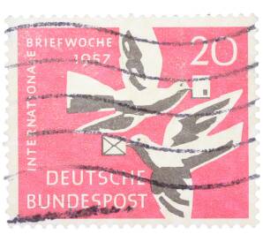 Почтовая марка 20 пфеннигов 1957 года Западная Германия (ФРГ) «Международная неделя письма» — Фото №1