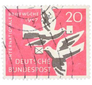 Почтовая марка 20 пфеннигов 1957 года Западная Германия (ФРГ) «Международная неделя письма» — Фото №1