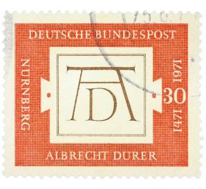Почтовая марка 30 пфеннигов 1971 года Западная Германия (ФРГ) «500-летие со дня рождения Альбрехта Дюрера» — Фото №1
