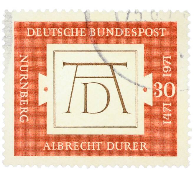 Почтовая марка 30 пфеннигов 1971 года Западная Германия (ФРГ) «500-летие со дня рождения Альбрехта Дюрера» (Артикул: T11-36447) — Фото №1