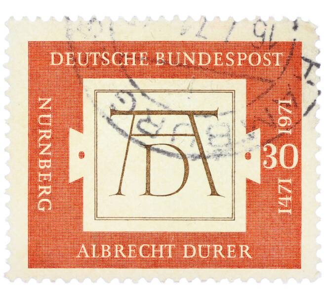 Почтовая марка 30 пфеннигов 1971 года Западная Германия (ФРГ) «500-летие со дня рождения Альбрехта Дюрера» (Артикул: T11-36448) — Фото №1