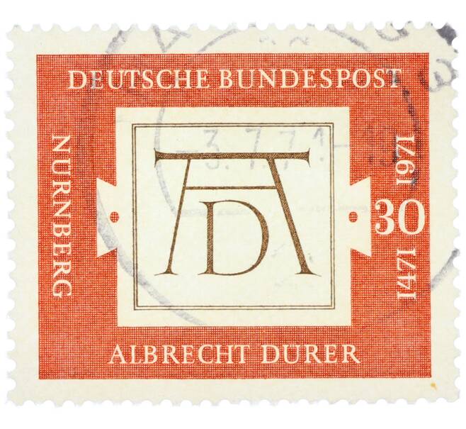 Почтовая марка 30 пфеннигов 1971 года Западная Германия (ФРГ) «500-летие со дня рождения Альбрехта Дюрера» (Артикул: T11-36451) — Фото №1