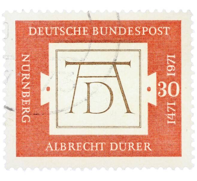 Почтовая марка 30 пфеннигов 1971 года Западная Германия (ФРГ) «500-летие со дня рождения Альбрехта Дюрера» (Артикул: T11-36452) — Фото №1