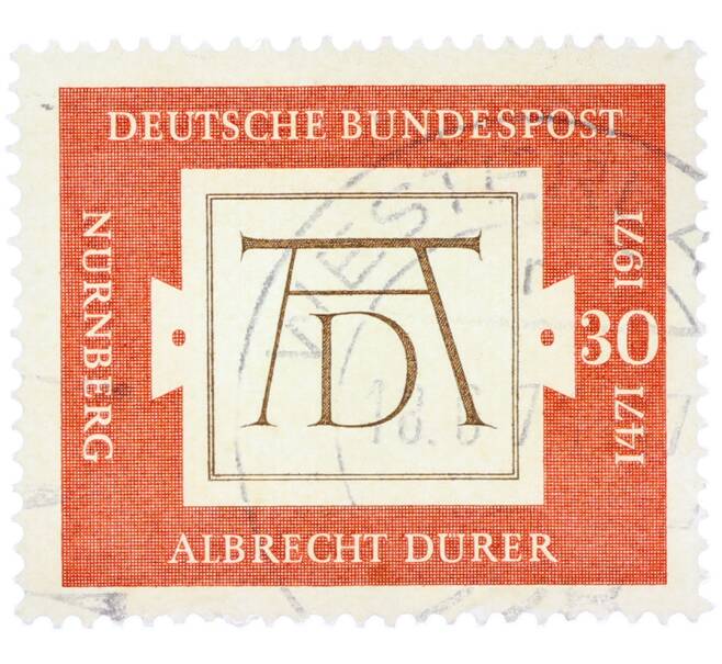 Почтовая марка 30 пфеннигов 1971 года Западная Германия (ФРГ) «500-летие со дня рождения Альбрехта Дюрера» (Артикул: T11-36453) — Фото №1