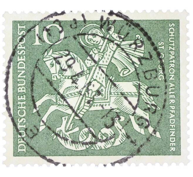 Почтовая марка 10 пфеннигов 1961 года Западная Германия (ФРГ) «Георгий Победоносец» (Артикул: T11-36461) — Фото №1