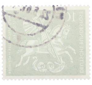 Почтовая марка 10 пфеннигов 1961 года Западная Германия (ФРГ) «Георгий Победоносец» — Фото №2