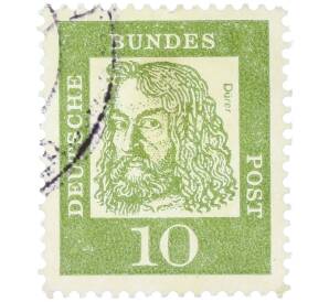 Почтовая марка 10 пфеннигов 1961 года Западная Германия (ФРГ) «Выдающиеся немцы — Альбрехт Дюрер» — Фото №1
