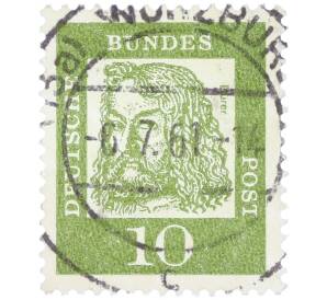 Почтовая марка 10 пфеннигов 1961 года Западная Германия (ФРГ) «Выдающиеся немцы — Альбрехт Дюрер» — Фото №1