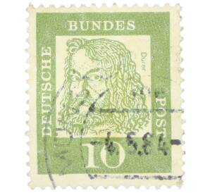 Почтовая марка 10 пфеннигов 1961 года Западная Германия (ФРГ) «Выдающиеся немцы — Альбрехт Дюрер» — Фото №1