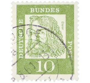 Почтовая марка 10 пфеннигов 1961 года Западная Германия (ФРГ) «Выдающиеся немцы — Альбрехт Дюрер» — Фото №1