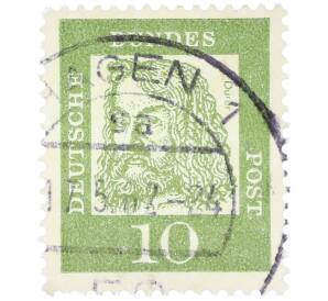 Почтовая марка 10 пфеннигов 1961 года Западная Германия (ФРГ) «Выдающиеся немцы — Альбрехт Дюрер» — Фото №1