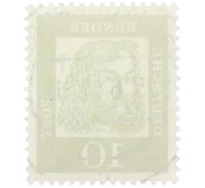 Почтовая марка 10 пфеннигов 1961 года Западная Германия (ФРГ) «Выдающиеся немцы — Альбрехт Дюрер»