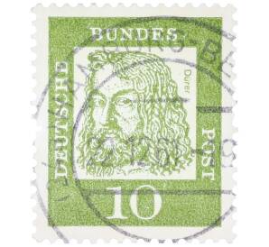 Почтовая марка 10 пфеннигов 1961 года Западная Германия (ФРГ) «Выдающиеся немцы — Альбрехт Дюрер»