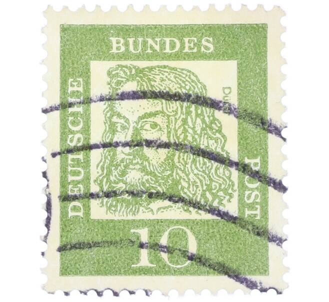 Почтовая марка 10 пфеннигов 1961 года Западная Германия (ФРГ) «Выдающиеся немцы — Альбрехт Дюрер» (Артикул: T11-36501) — Фото №1