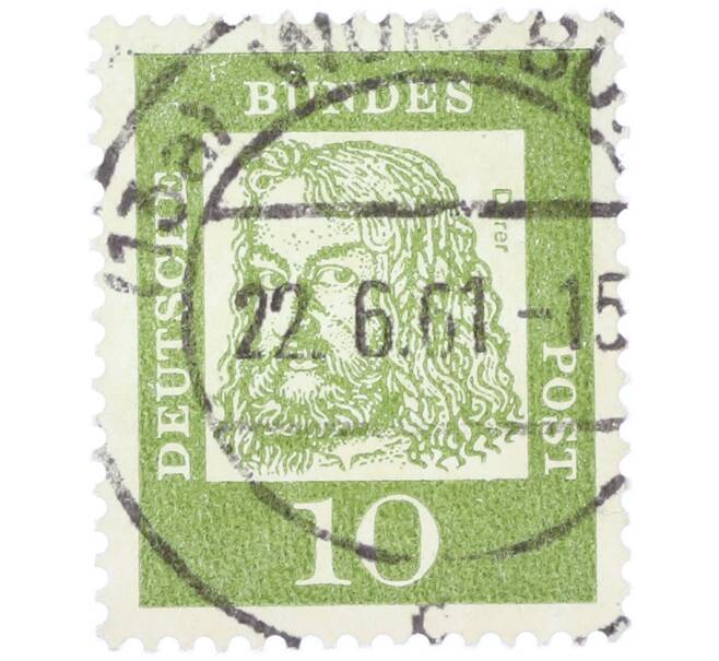 Почтовая марка 10 пфеннигов 1961 года Западная Германия (ФРГ) «Выдающиеся немцы — Альбрехт Дюрер» (Артикул: T11-36504) — Фото №1