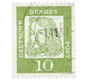 Почтовая марка 10 пфеннигов 1961 года Западная Германия (ФРГ) «Выдающиеся немцы — Альбрехт Дюрер» — Фото №1