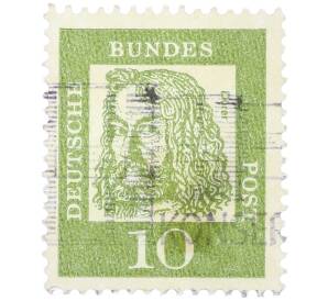 Почтовая марка 10 пфеннигов 1961 года Западная Германия (ФРГ) «Выдающиеся немцы — Альбрехт Дюрер» — Фото №1