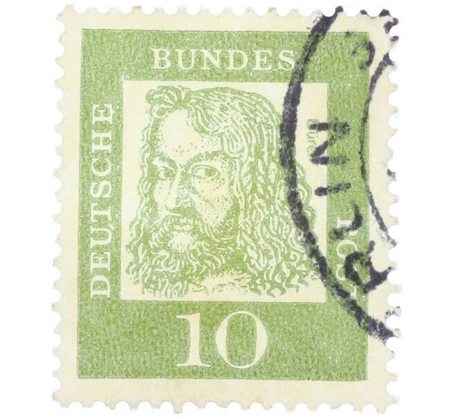 Почтовая марка 10 пфеннигов 1961 года Западная Германия (ФРГ) «Выдающиеся немцы — Альбрехт Дюрер» (Артикул: T11-36517) — Фото №1