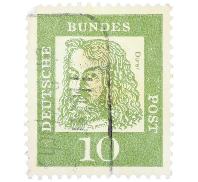 Почтовая марка 10 пфеннигов 1961 года Западная Германия (ФРГ) «Выдающиеся немцы — Альбрехт Дюрер» (Артикул: T11-36518) — Фото №1