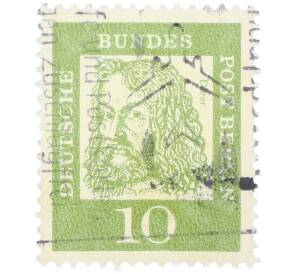 Почтовая марка 10 пфеннигов 1961 года Западная Германия (ФРГ) «Выдающиеся немцы — Альбрехт Дюрер» — Фото №1