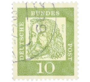 Почтовая марка 10 пфеннигов 1961 года Западная Германия (ФРГ) «Выдающиеся немцы — Альбрехт Дюрер»