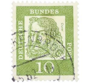 Почтовая марка 10 пфеннигов 1961 года Западная Германия (ФРГ) «Выдающиеся немцы — Альбрехт Дюрер»