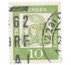 Почтовая марка 10 пфеннигов 1961 года Западная Германия (ФРГ) «Выдающиеся немцы — Альбрехт Дюрер»