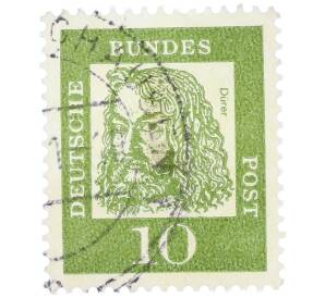 Почтовая марка 10 пфеннигов 1961 года Западная Германия (ФРГ) «Выдающиеся немцы — Альбрехт Дюрер»