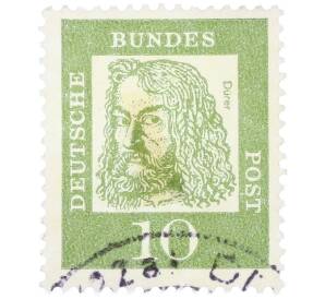 Почтовая марка 10 пфеннигов 1961 года Западная Германия (ФРГ) «Выдающиеся немцы — Альбрехт Дюрер» — Фото №1