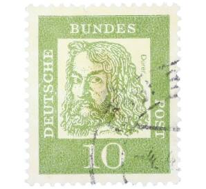 Почтовая марка 10 пфеннигов 1961 года Западная Германия (ФРГ) «Выдающиеся немцы — Альбрехт Дюрер» — Фото №1