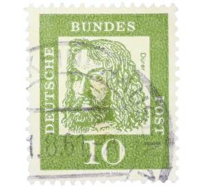 Почтовая марка 10 пфеннигов 1961 года Западная Германия (ФРГ) «Выдающиеся немцы — Альбрехт Дюрер» — Фото №1